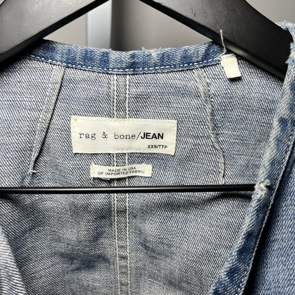 Rag & Bone Santa Cruz XXS Oversized Denim Button Chore Coat Blue Jean Jacket USA - Picture 4 of 8
